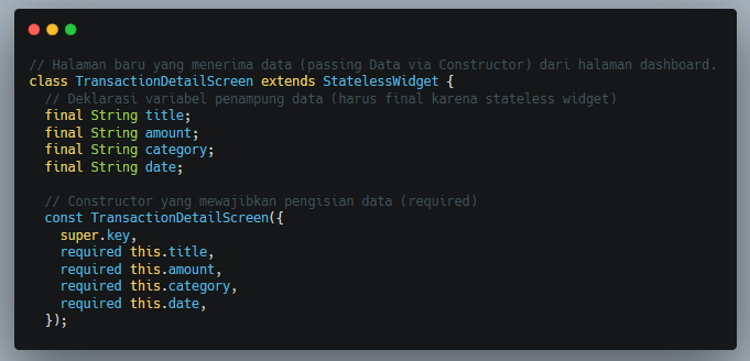 Deklarasi variabel dan constructor