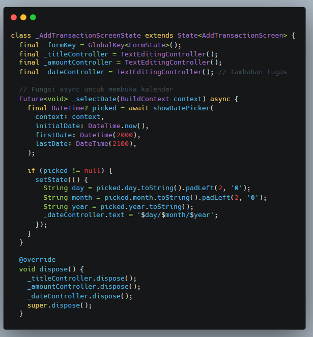 Fungsi _selectDate