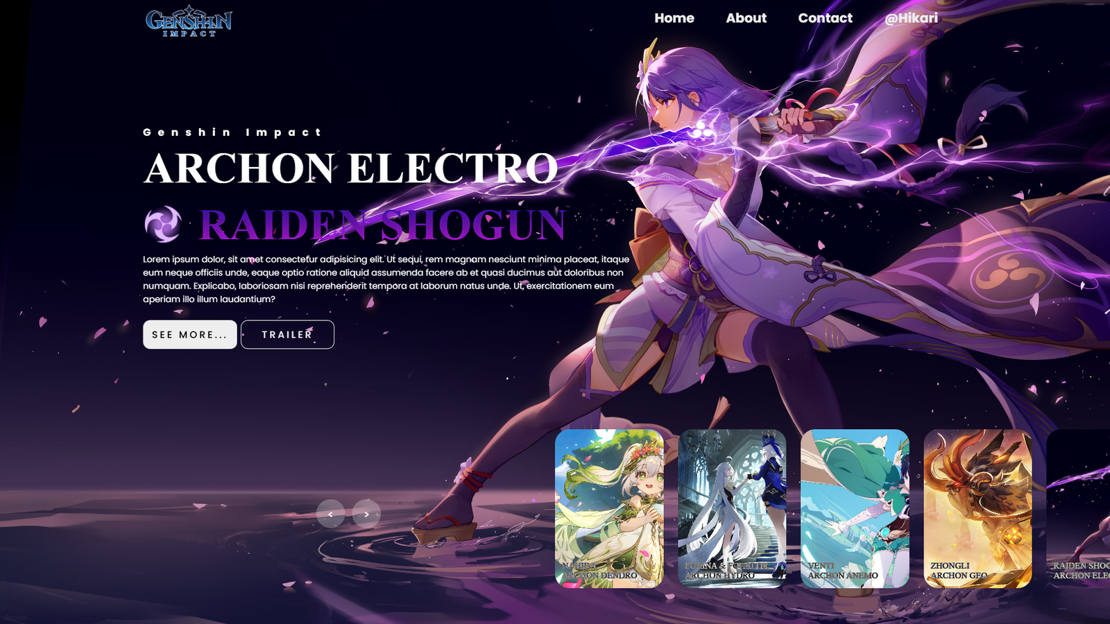 Web project character slider