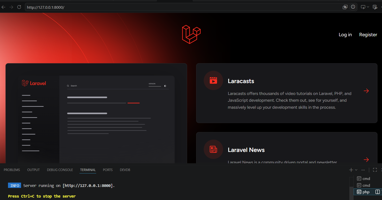 Tampilan Welcome Laravel
