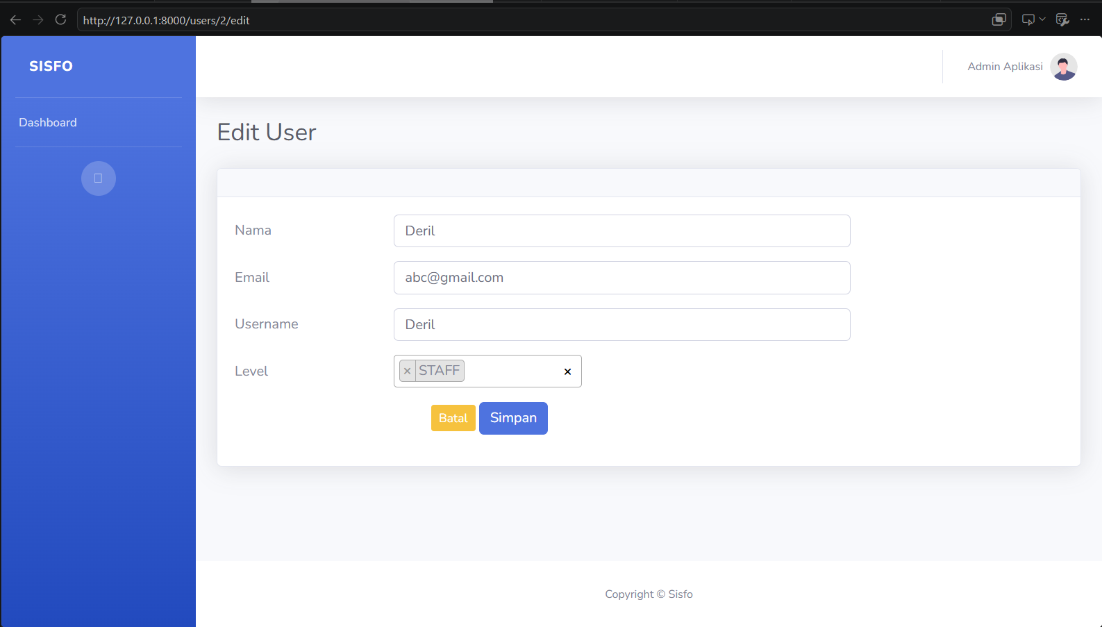 Form Edit User