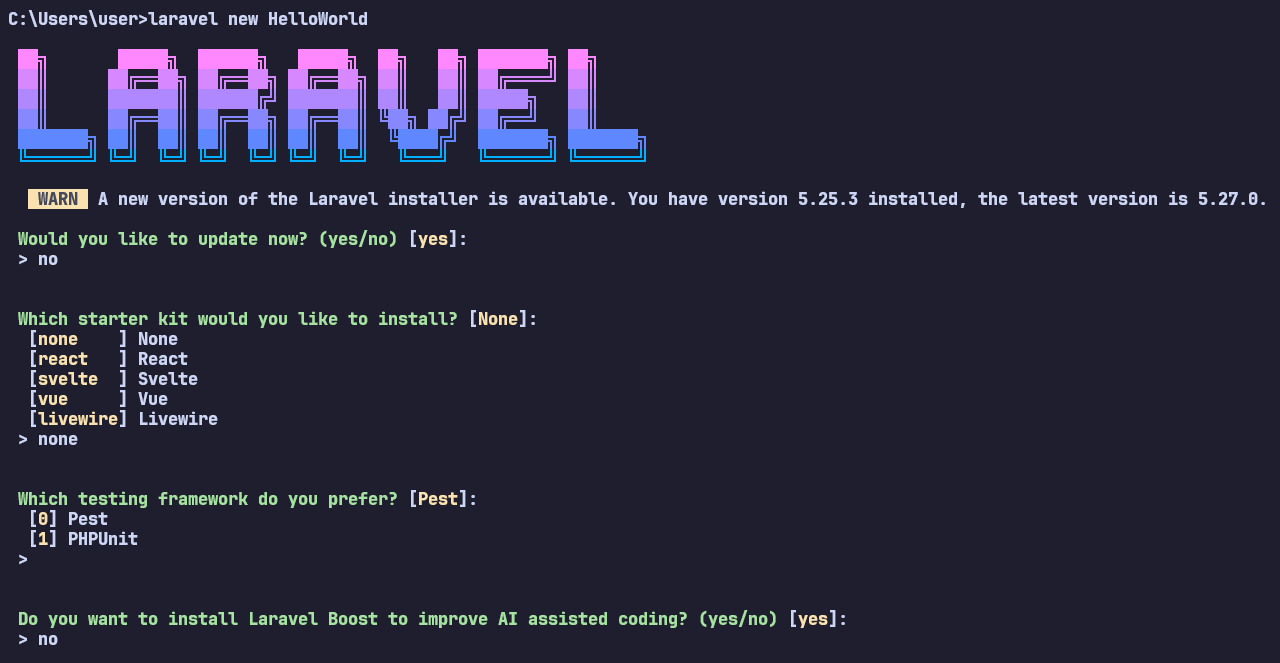 Create Laravel